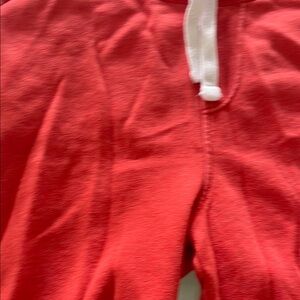 Red Sweatpants with White Drawstring